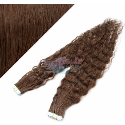 Kudrnaté Tape in 50cm vlasy REMY středně hnědá #4 – Sleviste.cz