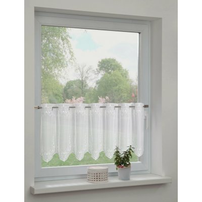 Sehlbach Vitrážová záclona s průchodem, vyšívané ozdoby, bílá, 135 x 45 cm – Hledejceny.cz