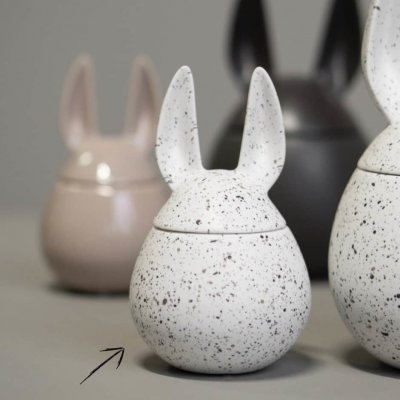 DBKD Velikonoční dóza Eating Rabbit White Dot small, bílá barva, keramika