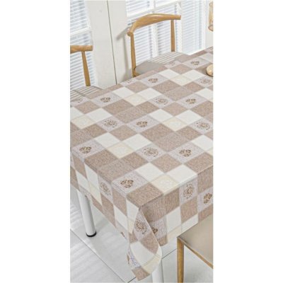 Ubrus PVC 3581578, metráž, 20 m x 140 cm, béžovo-hnědý s ornamenty, IMPOL TRADE – Zboží Mobilmania
