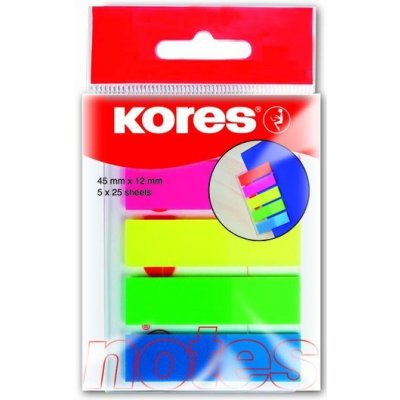 KORES Neonové záložky Index Strips 45x12 mm / 5 barev / 25 lístků á barva – Hledejceny.cz