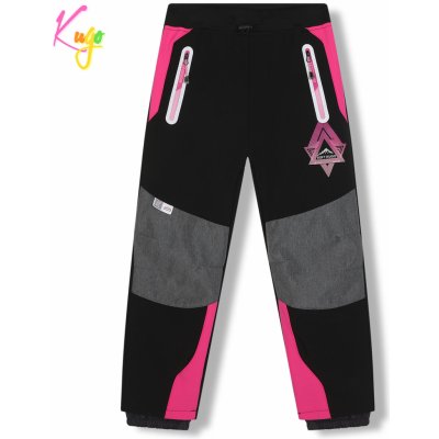 Kugo HK5620 Dívčí softshellové kalhoty zateplené černá / růžové zipy – Zboží Mobilmania