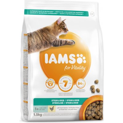 Iams for Vitality Sterilized Cat Food with Fresh Chicken 1,5 kg – Sleviste.cz