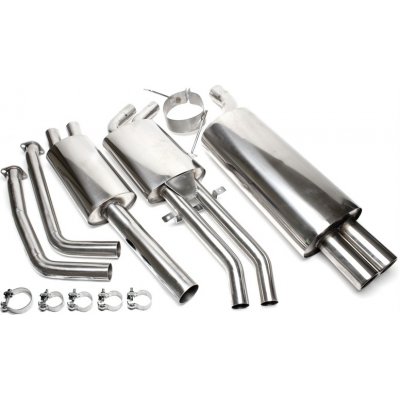 TA Technix sportovní nerezový catback výfuk BMW 3 E46 320 / 323 / 328 kromě Compact / Diesel, 2x 76 mm rovná nerezová koncovka s pertlem | Zboží Auto