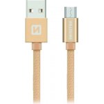 Swissten 71522204 USB 2.0, zástrčka A - zástrčka micro B, opletený, 1,2m, zlatý – Zboží Živě
