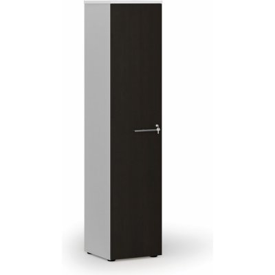 Primo Úzká kancelářská skříň WHITE, 1781 x 400 x 420 mm, bílá/wenge – Zboží Mobilmania