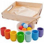 Montessori Ulanik dřevěná hračka "Rainbow: balls in cups" – Sleviste.cz