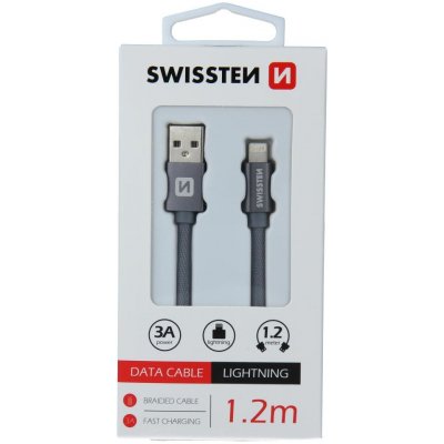 Swissten 71523202 USB 2.0, zástrčka A - zástrčka Lightning, opletený, 1,2m, šedý – Hledejceny.cz