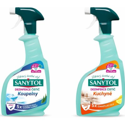 SANYTOL sprej koupelny 500 ml + kuchyně 500 ml – HobbyKompas.cz