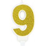 PartyDeco Svíčka na dort zlatá číslo 9 – Zboží Mobilmania