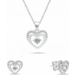 Brilio Silver Slušivý set stříbrných šperků Srdíčka s čirými zirkony SET295W (náhrdelník, náušnice) – Zboží Mobilmania