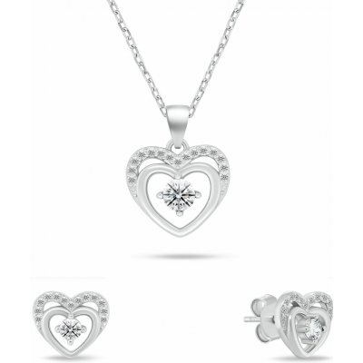 Brilio Silver Slušivý set stříbrných šperků Srdíčka s čirými zirkony SET295W (náhrdelník, náušnice) – Zboží Mobilmania