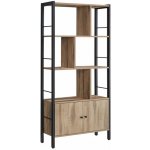 Industriální knihovna s dvířky a 4 policemi, dub/černá – Sleviste.cz