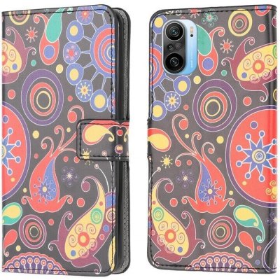 Patte peněženkové pouzdro na mobil Xiaomi Poco F3 - barevné obrazce – Zboží Živě