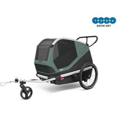 Thule Bexey Hazy Green L + bike set + rain cover + dog bed – Zboží Mobilmania