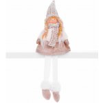 MagicHome Vánoční figurka Holčička s vysokým kloboukem látka růžovo-šedá 17x12x54 cm – Hledejceny.cz