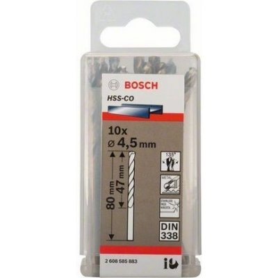 Sada 10ks kobaltových vrtáků do kovu Bosch HSS-Co, DIN 338 - 4.5 x 47 / 0 mm, spirálový, válcovaný (2 608 585 883)