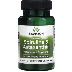 Swanson Organická Spirulina a Astaxanthin 120 tablet