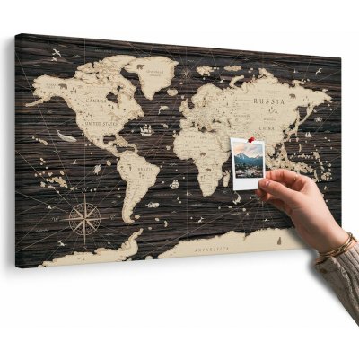 Obraz na korku mapa na dřevěném pozadí - 120x80 arrow – Zboží Mobilmania