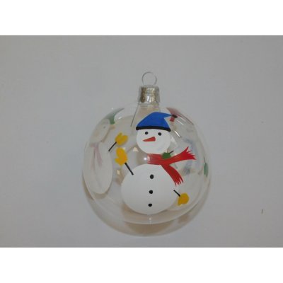 ONREX Vánoční ozdoba skleněná koule čirá sněhulák pr. 8 cm – Hledejceny.cz