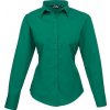 Dámská košile Premier Workwear dámská popelínová košile s dlouhým rukávem zelená emeraldová