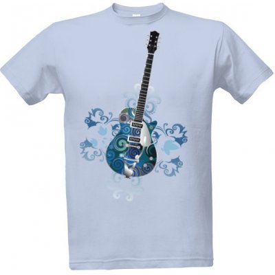 Tričko s potiskem Kytara 1 pánské Nebesky modrá