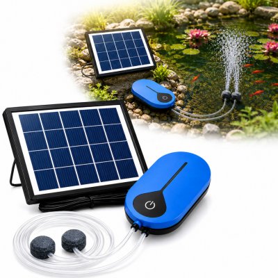 Solární provzdušňovač jezírka AP008 – 3600 mAh baterie, 3 režimy provozu, 1,5 W panel – Hledejceny.cz