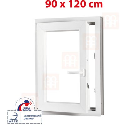 OKNA HNED Plastové okno 90x120 cm (900x1200 mm) bílé otevíravé i sklopné levé