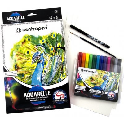Centropen Aquarelle akvarelové barvy sada 12 kusů + příslušenství – Zboží Dáma