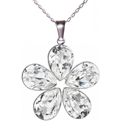 Swarovski Elements Flower, pear stříbrný (přívěsek + řetízek) bílá kytička (slzička, kapka) 54037.1 bílá