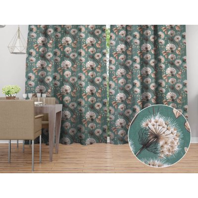 Biante Bavlněný závěs Sandra SA-716 Podzimní pampelišky na zeleném 150x200 cm – Hledejceny.cz