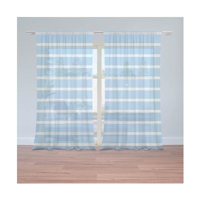 Sablio Záclony Modrobílé pruhy: 2ks 150x250cm – Hledejceny.cz