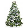 Vánoční stromek LAALU Ozdobený stromeček NEBESKÉ STŘÍBRO 180 cm s 85 ks ozdob a dekorací