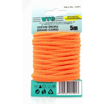 VTC Oděvní šňůra 5 m na kartě - 07 Neon oranžová
