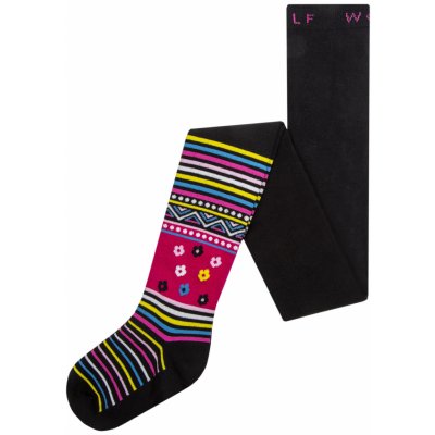 Wolf dívčí punčocháče P2315 černé s kytičkami – Zboží Dáma