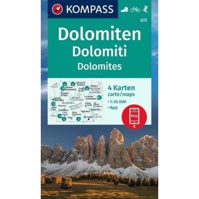 Kompass 672 Dolomiten/Dolomity 1:35 000 set 4 turistických map