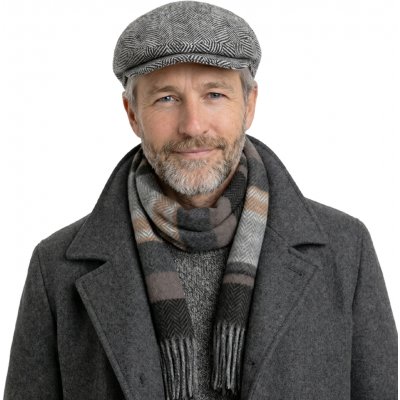 Fiebig Headwear since 1903 Tvídová bekovka s ušními klapkami světle šedá rybí kost – Hledejceny.cz