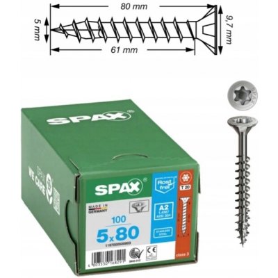 Vruty do dřeva Spax 5 x 80 mm 100 ks – Hledejceny.cz