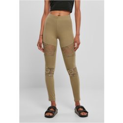 Ladies Laces Inset Leggings - khaki