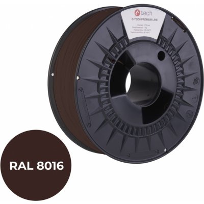 C-Tech Premium Line PLA, mahagonová hnědá, RAL8016, 1,75 mm, 1 kg (3DF-P-PLA1,75-8016) – Zboží Živě