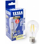 Tesla LED žárovka FILAMENT RETRO BULB, E27, 4,2W, 230V, 470lm, 25 000h, 2700K teplá bílá, 360st,čirá – Hledejceny.cz