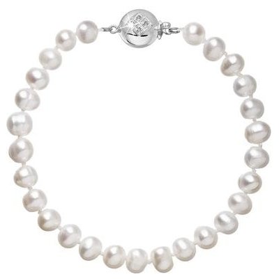 Evolution Group perlový náramek z říčních perel se zapínáním z bílého 14 karátového zlata 823001.1/9270B bílý