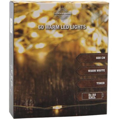 SVENSKA LIVING ŘETĚZ 60LED SVĚTEL VNITŘNÍ S ČASOVAČEM_hamashop – Hledejceny.cz