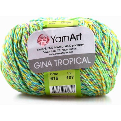 Yarn Art příze Gina Tropical 616 zelená, modrá, fialová, oranžová