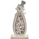 Sněhulák dřevo rolnička bílý/šedý 9x5x19 cm – Hledejceny.cz