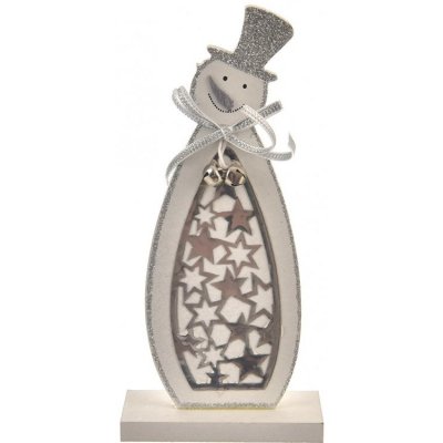 Sněhulák dřevo rolnička bílý/šedý 9x5x19 cm – Hledejceny.cz