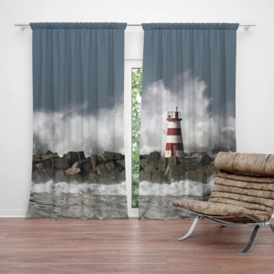 Sablio Závěs Maják ve vlnách: 2ks 140x250cm – Hledejceny.cz
