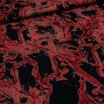 Viskózový úplet 14157/16, červeno-černý mramorový vzor, š.145cm (látka v metráži) – Zboží Dáma