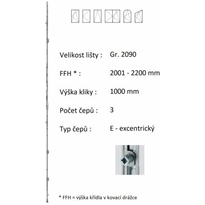 ROTO NX Lišta převodu konstantní Gr. 2090 / 2001-2200 / 3 – Sleviste.cz