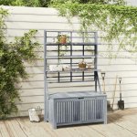 Nabytek XL Úložný box s treláží šedý 99x55x160 cm masivní akáciové dřevo – Hledejceny.cz